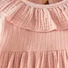 Robes de fille Kids Linn Robe de coton à manches longues bébé filles doux style mousseline décontractée