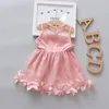 Mädchen Kleider Baby Girls 'rote Weihnachtsgeburtstagsfeier Kleid Vorschule Kinderhöhle aus ärmellose 3D Blütenblatt Mesh Sommerkleidung