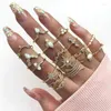 Clusterringe 17 PCs/Set Mode Geometrische Punk für Frauen Kristall Gold Farbe Finger Ring Ladies Schmuck Hochzeitsfeier Geschenke