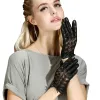 Thin Sheepskin Gloves Women's Leather Touch Screen Fashion Lace Unlined Short Spring and Autumn Driver's Gloves