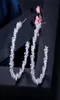 Designer di orecchini a cerchio di lusso per donna 925 Silver Post AAA Cubic Zirconia Gioielli in rame in oro rosa Plated CZ Girls White Girls W4201471