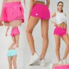 Roupa de ioga Lu-650 shorts femininos roupas com exercícios de fitness wear ty meninas curtas executando calças elásticas de calça esportiva Drop dell Dhwaw