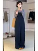Werkjurken Fashion Suit vrouwelijk 2024 Spring en herfst Koreaanse stijl Mooie grijze bodemhirt band met brede pijpen tweedelige broek