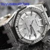 AP Pilot Wrist Watch Royal Oak 15452BC Platinum Diamond Full Sky Star Watch Automatique Taille mécanique d'environ 37 mm 18K Watch Platinum