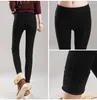 Women's Pants Thicken Plush Velvet Lined Leggings Pencil Winter Warm High Waist Slim Fit Solid Color Big Size Stretch Trouser W48