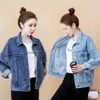 Damenjacken Vintage Denim Jacke Frauen Frühling Herbst Mode modische Single-Bastel-Jeans Coat Freier Damen Cowboy Oberbekleidung Frau Tide B246