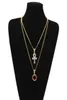 Hip Hop Egyptische Ankh Key of Life kettingen Sets voor herenvrouwen rond Ruby Iced Gold Silver Pendant Cuban Chains Jewelry238R9549043
