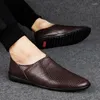 Casual Shoes Men Loafer 2024 Spring Aurumn Fashion Boat Slip On Classic Drive Genuine Leather Comfy