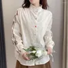 Blouses pour femmes, chemise de broderie en coton d'automne
