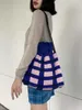 Shopping Bags IN STOCK Miyake Fold Color-blocking Shoulder Bag Diagonally Cross Beam Mouth Fashionable All-match Lattice SELLING