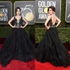 2024 Golden Globe Awards Lace Prom Dresses Sheer Bateau Neck Backless Evening Gowns Tiered Laura Marano Red Carpet Formell klänning