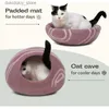 Carrier de gato Crates Houses Premium Felt Cat Bed Cave - Feito à mão 100% Merino Wool Bed para gatos e gatinhos L49