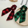 Hårgummibandar hästsvans band hårband Santa Claus Elastic Hair Band Christmas Style Plaid Scrunchies Simple Fashion DIY Hårtillbehör Y240417