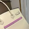 Bikn da borse da 7A fatte a mano in pelle vera in pelle vera in pelle bianca tasca di contrasto bianco da 30 cm da donna da donna04cb