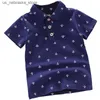 T-shirts 2024 Summer New Baby Boys Fashion Breathable Print Short sleeved Polo Collar Cotton Shirt Top Direct Shipping Q240418