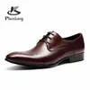 Chaussures habillées Phenkang Hommes Formel Véritable Cuir Oxford Pour Hommes Noir 2024 Lacets De Mariage Brogues