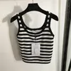 Mode sling breisbrei tanktop gestreepte t -shirts voor vrouwen ontwerpen badge tops bijgesneden tees ins ins style vest