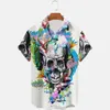 Men's Casual Shirts 2024 Hawaiian Shirt 3D High Definition Digital Print Skull Series Lapel