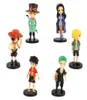 6pcset Cartoon Anime One Piece Luffy Zoro Sanji Ace Sabo Robin PVC Фигура Коллекция игрушек модель кукла подарок 8455627