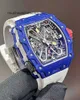 Richardmills Luxury Wristwatches Automatic Movement Watches Men's Watch RM 35-03 Blue Carbon Fiber Automatic 43 x 49mm Full Set 23 Years Unused