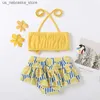 One-Pieces Baby girl clothing two-piece set summer swimsuit printed bow childrens set Q240418
