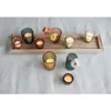 Candle Holders Creative Co-Op S/10 Glass W Wood Tray Holder Decorative Candles And Accessories Blues Children's Birthday Yellows