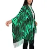 Scarves Tiger Stripe Striped Scarf Green Black Lines Keep Warm Shawls And Wrap With Long Tassel Female Funny Head Autumn Foulard