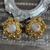 Stud Earrings Baroque Freshwater Pearl Retro Exaggerated Fashion Style Antique Flower Women's Banquet Accessories