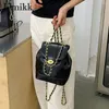Школьные сумки Женщины шнурки для студента Bu Book мешок с большим цепочкой цепочки регулируемые плеч
