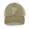 Berets Helen Keller Was Not (isn't) Real White Text Black Merch Cowboy Hat Trucker Sun Men Women's