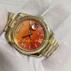 27 estilo unissex tamanho 36mm relógio com papéis de caixa masculina mulher 128238 Red Diamond Dial Dial Fluted Buzel 904L Aço de aço Amarelo Gold 128239 Everose Relógios automáticos