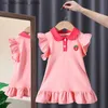 Meisjesjurken babymeisjes jurk zomer roze schattige elegante prinses jurk polo-stijl verjaardagsfeestje kleding 1-6 jaar oud Q240418