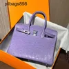 Brknns Handtasche echtes Leder 7A Handswen Lavendel importiert Strauß Platin 30 cm Arbeitstil Largiv0