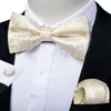 Designer Mens Silk Bowties Pocket Square Cufflink Set voor man bruiloft Pre-gebonden strikjes Fashion Butterfly Knot Business Bowties 240418