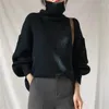 Kadın Sweaters Kadınlar Kalın Büyük Boy Binek Bayanlar Kış Sıcak Siyah Drulovers Örme Yüksek Boyun Kadın Üstleri için Büyük Boy Süvari