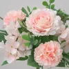 Decorative Flowers 1 BunchArtificial Rose Ball Chrysanthemum Hydrangea Autumn Mixed Bouquet Family Wedding Party Christmas Decorations