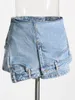 Jeans pour femmes Street Denim Street Splicced Shorts 2024 Été High Affinerie irrégulière Old Tendance