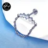 Stud Earrings G23 Titanium Welded Chain Zircon Inner Thread Fashion Piercing Jewelry For Men And Women