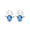 Stud Earrings ER-00117 Genuine Austrian Crystal Jewerly Silver Plated Women's Christmas Reindeer Y2k Accessories Valentine's Day Gift