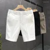 Shorts masculinos luminosos luminosos de luxo terno branco de verão reto e slim