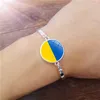Bedelarmbanden Oekraïense vlag vrouw geweven lederen touw inpakken klassieke roestvrijstalen heren armband multi-layer sieraden geschenk