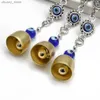 Keychains Lanyards Lucky Eye Blue Turkish Evil Eye Bead Alloy Butterfly Pendant Wall Hanging Wind Chimes Key Chain Car Keyring for Women Men BE208 Y240417