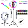 Continuous Lighting 33CM 26CM video light RGB selfie LED adjustable ring light with bracket tripod used for TIKTOK makeup ring light Y240418