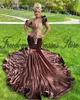 Robes de fête Caraalan Chocolate Prom pour femmes 2024 Diamond Velvet Robes sirène