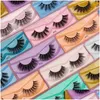 Falska ögonfransar 1Pair 3D Mink Hair Privat OEM -logotyp Acceptabelt Silk Protein Lashes 100% Cruelty Dramatic Eyelash Natural 28 Drop Deliv Otwlk