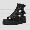 Black Designer Gladiator Sandals Fashion Matte Patent Leather Platform Sandle Front Zipper Summer Men Femmes Sandale Chaussures Taille 36-43