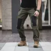 Calça calças de retalhos calças táticas homens multipockets à prova d'água ao ar livre calça de elasticidade homens homens joelheiras militares de elasticidade do exército