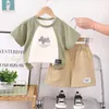 Ensembles de vêtements 2024 Designer Baby Boy Vêtements d'été 6 à 9 mois Patchwork Patchwork T-shirts à manches courtes et shorts