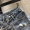 Jeans feminina Moda de moda destacável Bolsa de colorido de cor de cor de jeans de cor de jeans 2024 calças de emagrecimento de verão grátis