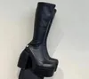 Diseñador Boot de lujo Wolfe Spice Spice Black Stretch Boots Circumferencia Fabricación de tela Estiramiento Estecadura Material superior Tacón alto P9802633